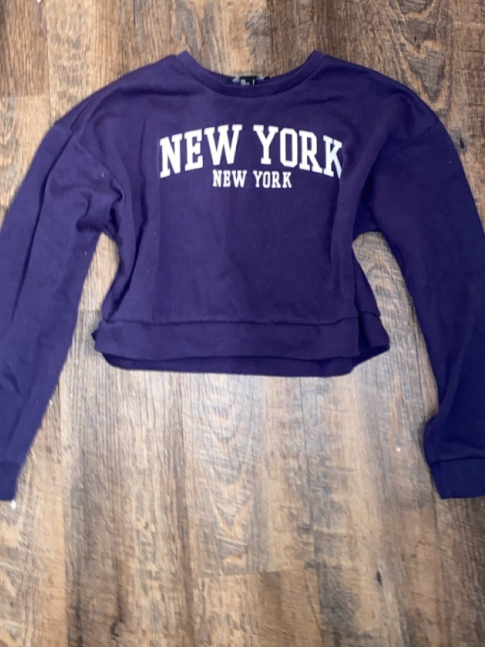 Forever 21 XS Purple Crop New York Sweater